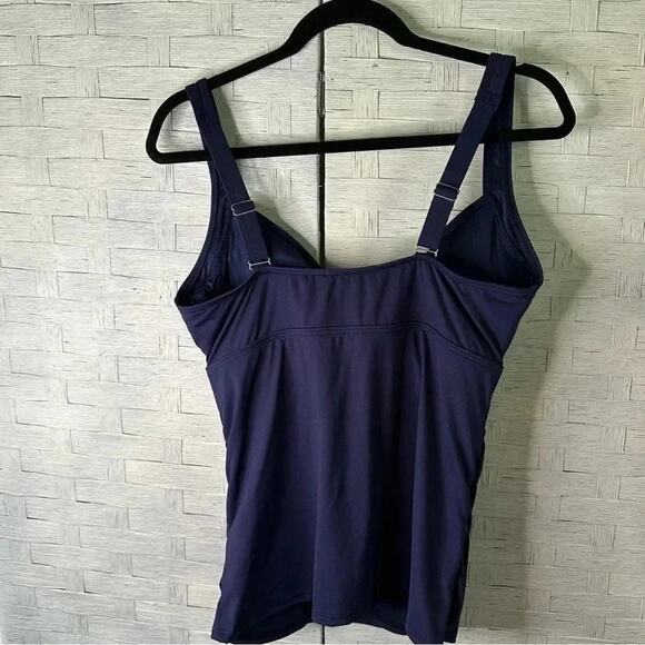 Lands' End Wrap Underwire Tankini Top Deep Navy beach athleisure pool swimwear - Picture 6 of 9